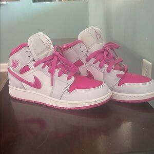 Jordan Women's Fuchsia and White Sneakers